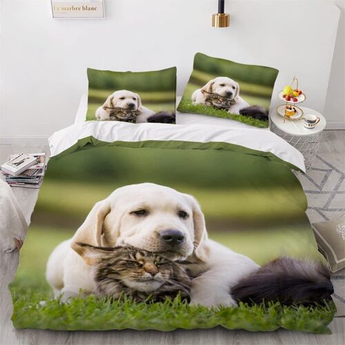 Pi¿¿Ces Parure De Lit Personnes Chien Chat Housse De Couette X Adultes Avec Fermeture ¿¿Clair Housse De Couette En Microfibre Animal Avec Taie
