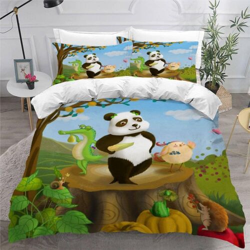 Housse De Couette H¿¿Risson Grenouille X Imprim¿¿ D Panda Animal Parure De Lit Personnes Hypoallergique Microfibre Literie Pi¿¿Ces Avec Fermetur