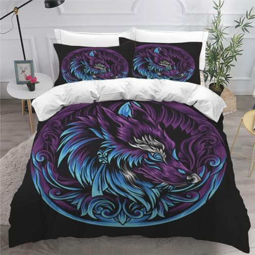 Pi¿¿Ces Parure De Lit Personnes Loup Housse De Couette X Adultes Avec Fermeture ¿¿Clair Housse De Couette En Microfibre Signe De Loup Avec Tai