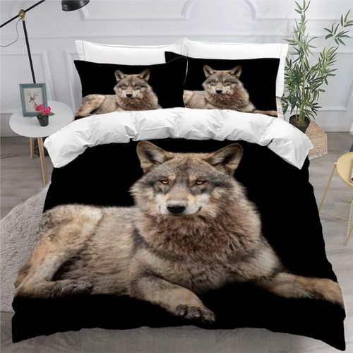 D Loup Parure De Lit Personnes Animaux De La For¿ºt Housse De Couette X Enfant Adultes Literie En Microfibre Pi¿¿Ces Avec Fermeture ¿¿Clair Et