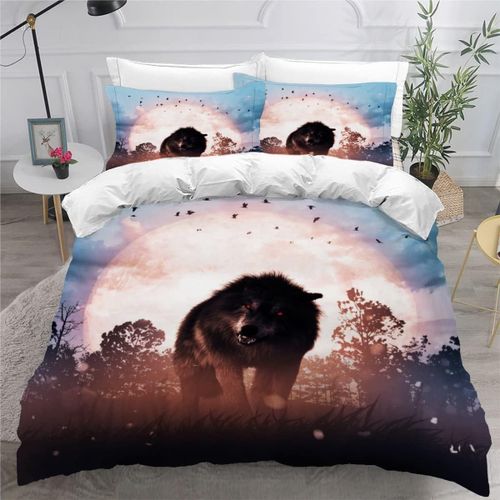 Pi¿¿Ces Parure De Lit Personnes Loup Housse De Couette X Adultes Avec Fermeture ¿¿Clair Housse De Couette En Microfibre Animaux De La For¿ºt Ave