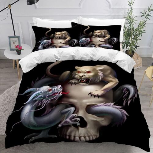 Housse De Couette Crane X Imprim¿¿ D Anime Squelette Parure De Lit Personnes Hypoallergique Microfibre Literie Pi¿¿Ces Avec Fermeture ¿¿Clair Et