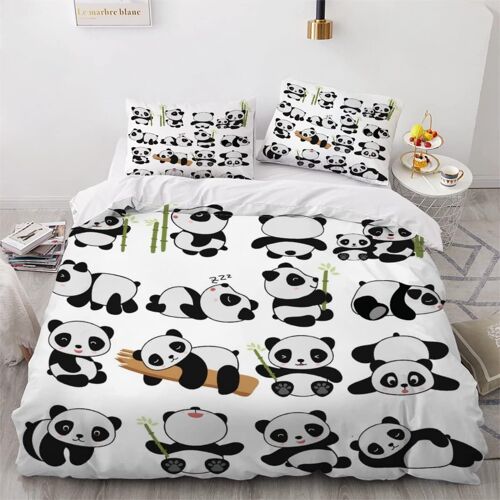 D Panda Parure De Lit Personnes Kawaii Animaux Housse De Couette X Enfant Adultes Literie En Microfibre Pi¿¿Ces Avec Fermeture ¿¿Clair Et Taie