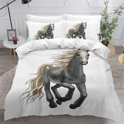 Pi¿¿Ces Parure De Lit Personnes Cheval Housse De Couette X Adultes Avec Fermeture ¿¿Clair Housse De Couette En Microfibre Animaux De Dessin Ani
