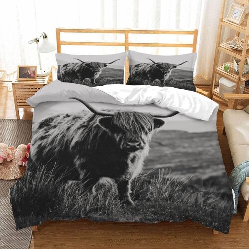 Housse De Couette Vaches X Imprim¿¿ D B¿¿Tail Des Highlands ¿¿Cossais Animal Parure De Lit Personnes Hypoallergique Microfibre Literie Pi¿¿Ces Avec Ferm