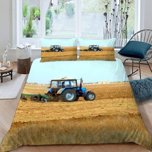 Pi¿¿Ces Parure De Lit Personnes Tracteur Housse De Couette X Adultes Avec Fermeture ¿¿Clair Housse De Couette En Microfibre Machines Agricoles Moderne