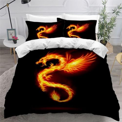 D Dragon Parure De Lit Personnes Animal Housse De Couette X Enfant Adultes Literie En Microfibre Pi¿¿Ces Avec Fermeture ¿¿Clair Et Taies D'ore