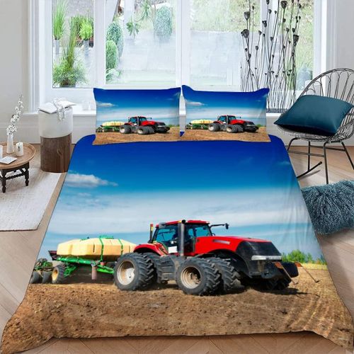 Pi¿¿Ces Parure De Lit Personnes Tracteur Housse De Couette X Adultes Avec Fermeture ¿¿Clair Housse De Couette En Microfibre Machines Agricoles