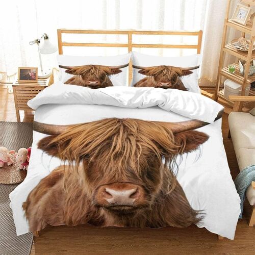 Housse De Couette X Vaches Imprim¿¿ D B¿¿Tail Des Highlands ¿¿Cossais Animal Parure De Lit Personnes Adultes Hypoallergique Microfibre Literie Avec Ferm