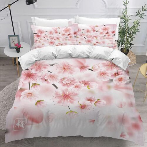 La Floraison Des Cerisiers Japonais Housse De Couette X Imprim¿¿ D Rose Parure De Lit Personnes Adultes Enfants Microfibre Literie Pi¿¿Ces Avec Fermet
