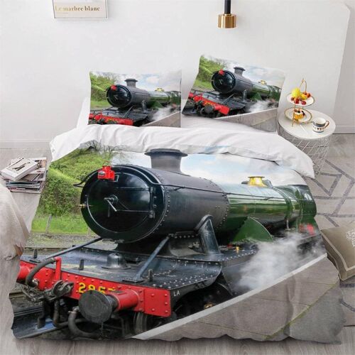 Housse De Couette X Train R¿¿Tro Imprim¿¿ D Locomotive ¿¿ Vapeur Parure De Lit Personnes Adultes Hypoallergique Microfibre Literie Avec Fermeture ¿¿Clair