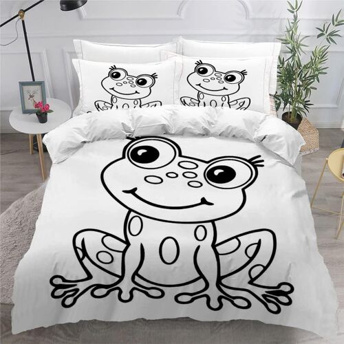 D Grenouille Parure De Lit Personnes Animal Housse De Couette X Enfant Adultes Literie En Microfibre Pi¿¿Ces Avec Fermeture ¿¿Clair Et Taies D