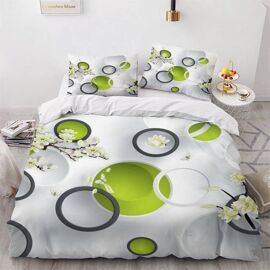 Housse De Couette Fleurs Blanches X Imprim¿¿ D Style Moderne Parure De Lit Personnes Hypoallergique Microfibre Literie Pi¿¿Ces Avec Fermeture ¿¿