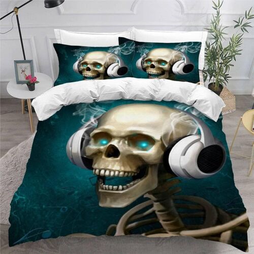 Pi¿¿Ces Parure De Lit Personnes Squelette Housse De Couette X Adultes Avec Fermeture ¿¿Clair Housse De Couette En Microfibre Animaux De Dessin