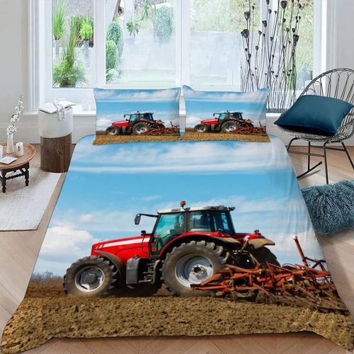 Housse De Couette X Tracteur Imprim¿¿ D Machines Agricoles Modernes Parure De Lit Personnes Adultes Hypoallergique Microfibre Literie Avec Ferm