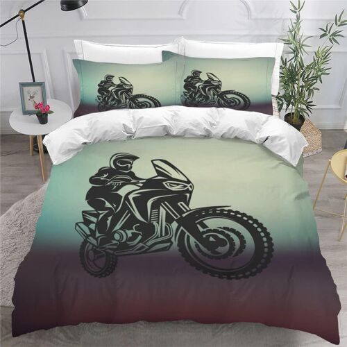 D Moto Parure De Lit Personnes Motocross Housse De Couette X Enfant Adultes Literie En Microfibre Pi¿¿Ces Avec Fermeture ¿¿Clair Et Taies D'or