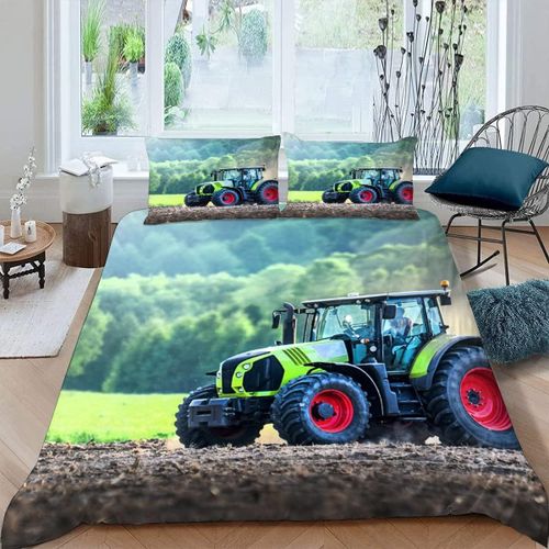 Pi¿¿Ces Parure De Lit Personnes Tracteur Housse De Couette X Adultes Avec Fermeture ¿¿Clair Housse De Couette En Microfibre Machines Agricoles