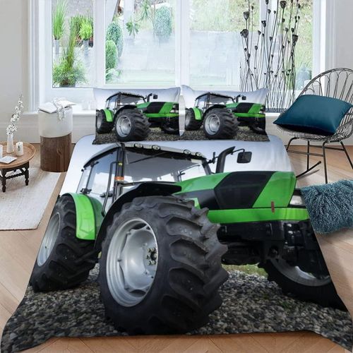 Housse De Couette Tracteur X Imprim¿¿ D Machines Agricoles Parure De Lit Personnes Hypoallergique Microfibre Literie Pi¿¿Ces Avec Fermeture ¿¿Clair Et