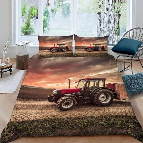 Housse De Couette Tracteur X Imprim¿¿ D Machines Agricoles Parure De Lit Personnes Hypoallergique Microfibre Literie Pi¿¿Ces Avec Fermeture ¿¿Cl