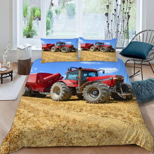 Pi¿¿Ces Parure De Lit Personnes Tracteur Housse De Couette X Adultes Avec Fermeture ¿¿Clair Housse De Couette En Microfibre Machines Agricoles