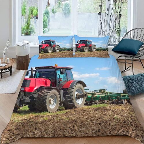 Housse De Couette X Tracteur Imprim¿¿ D Machines Agricoles Parure De Lit Personnes Adultes Hypoallergique Microfibre Literie Avec Fermeture ¿¿Cl