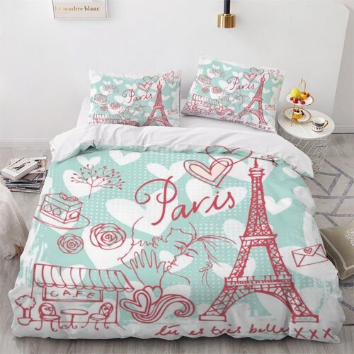 D Tour Eiffel Parure De Lit Personnes Style Parisien Housse De Couette X Enfant Adultes Literie En Microfibre Pi¿¿Ces Avec Fermeture ¿¿Clair Et