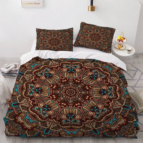 Housse De Couette Mandala X Imprim¿¿ D Boh¿ºme Parure De Lit Personnes Hypoallergique Microfibre Literie Pi¿¿Ces Avec Fermeture ¿¿Clair Et Taies
