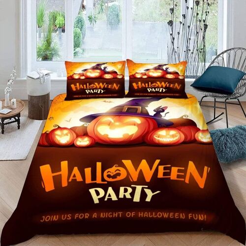 Housse De Couette X Halloween Imprim¿¿ D F¿ºte D'halloween Parure De Lit Personnes Adultes Hypoallergique Microfibre Literie Avec Fermeture ¿¿Cla