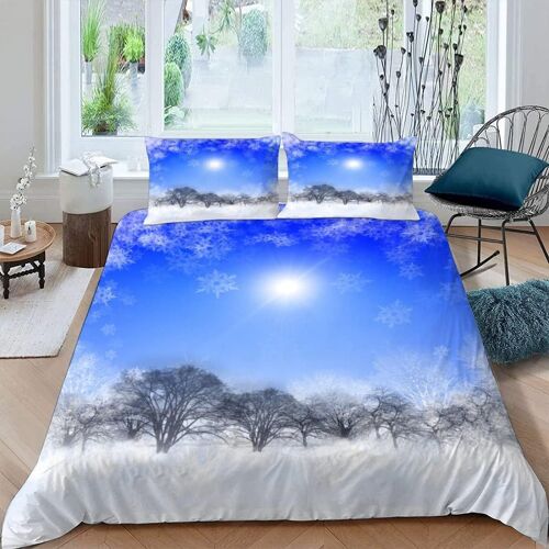 Hiver Housse De Couette X Imprim¿¿ D Neige Parure De Lit Personnes Ado Fille Enfants Microfibre Literie Pi¿¿Ces Avec Fermeture ¿¿Clair Et Taies