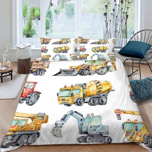 Pi¿¿Ces Parure De Lit Personnes Tracteur Housse De Couette X Adultes Avec Fermeture ¿¿Clair Housse De Couette En Microfibre Machines Agricoles Avec T