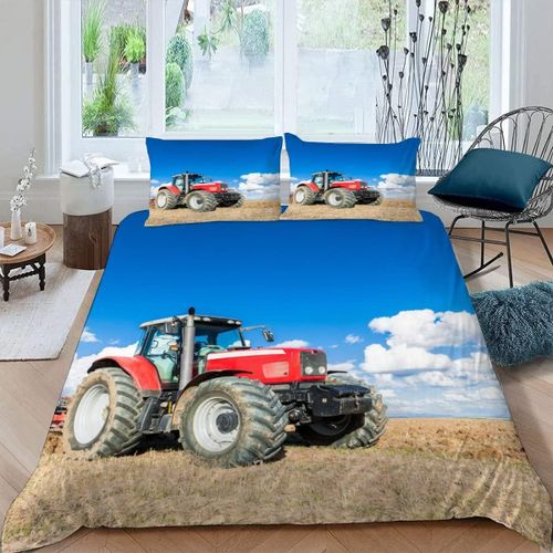 Pi¿¿Ces Parure De Lit Personnes Tracteur Housse De Couette X Adultes Avec Fermeture ¿¿Clair Housse De Couette En Microfibre Machines Agricoles Avec T