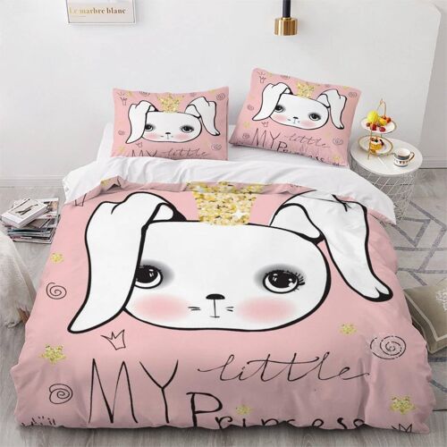 Housse De Couette Fille D¿¿Guis¿¿E En Lapin X Imprim¿¿ D Jolie Princesse Parure De Lit Personnes Hypoallergique Microfibre Literie Pi¿¿Ces Avec Fermetur