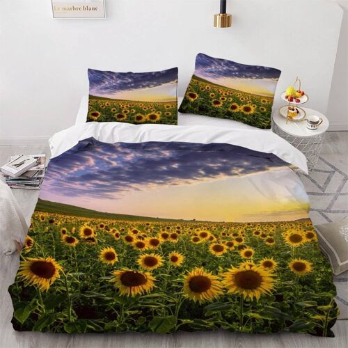 Tournesol Housse De Couette X Imprim¿¿ D Champ Ferme Parure De Lit Personnes Adultes Enfants Microfibre Literie Pi¿¿Ces Avec Fermeture ¿¿Clair E