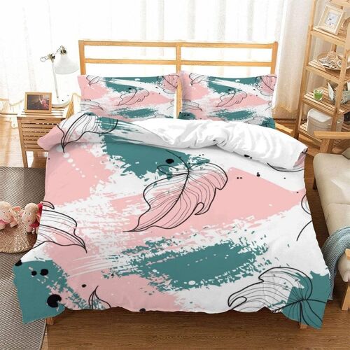 Pi¿¿Ces Parure De Lit Personnes Japon Housse De Couette X Adultes Avec Fermeture ¿¿Clair Housse De Couette En Microfibre Fleurs Avec Taies D'o