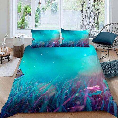 Housse De Couette X Papillon Imprim¿¿ D Nature Fleurs Parure De Lit Personnes Adultes Hypoallergique Microfibre Literie Avec Fermeture ¿¿Clair Et Taie