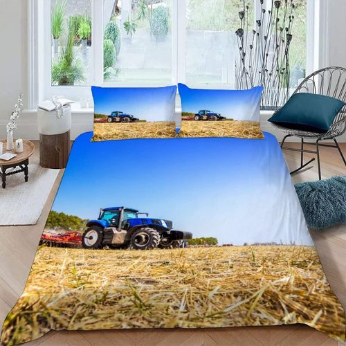 Pi¿¿Ces Parure De Lit Personnes Tracteur Housse De Couette X Adultes Avec Fermeture ¿¿Clair Housse De Couette En Microfibre Machines Agricoles