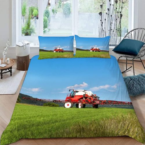 Pi¿¿Ces Parure De Lit Personnes Tracteur Housse De Couette X Adultes Avec Fermeture ¿¿Clair Housse De Couette En Microfibre Machines Agricoles