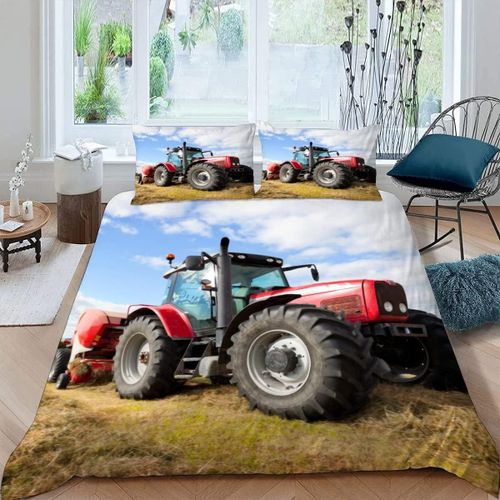 Pi¿¿Ces Parure De Lit Personnes Tracteur Housse De Couette X Adultes Avec Fermeture ¿¿Clair Housse De Couette En Microfibre Machine Lourde Avec