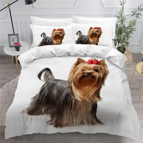 Yorkshire Terrier Housse De Couette X Imprim¿¿ D Chien De Compagnie Parure De Lit Personnes Ado Fille Enfants Microfibre Literie Pi¿¿Ces Avec Fermetur