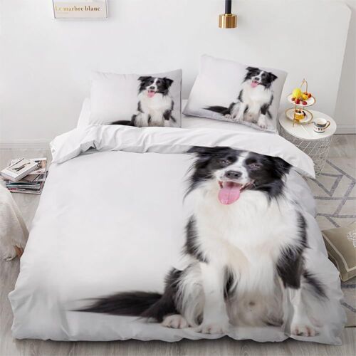 Housse De Couette Border Collie X Imprim¿¿ D Chien Animal Parure De Lit Personnes Hypoallergique Microfibre Literie Pi¿¿Ces Avec Fermeture ¿¿Cla