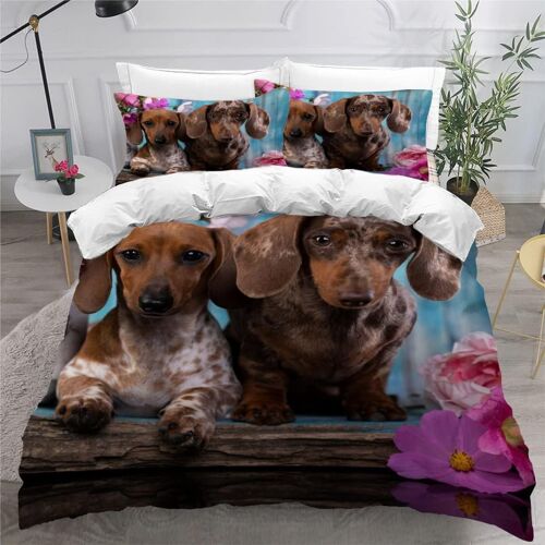 Teckel Housse De Couette X Imprim¿¿ D Chien Animal Parure De Lit Personnes Ado Fille Enfants Microfibre Literie Pi¿¿Ces Avec Fermeture ¿¿Clair E