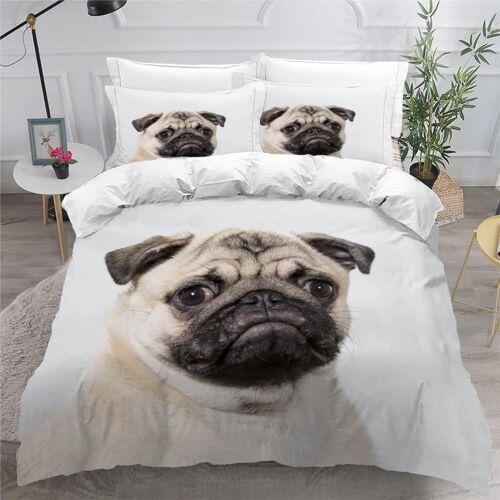Pi¿¿Ces Parure De Lit Personnes Chien Carlin Housse De Couette X Adultes Avec Fermeture ¿¿Clair Housse De Couette En Microfibre Chien De Compag