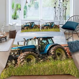 Housse De Couette X Tracteur Imprim¿¿ D Machines Agricoles Parure De Lit Personnes Adultes Hypoallergique Microfibre Literie Avec Fermeture ¿¿Cl