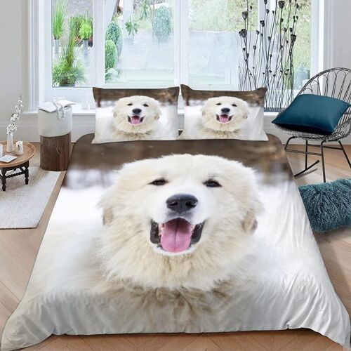 Housse De Couette Chien De Montagne Bilinai X Imprim¿¿ D Neige Animaux Parure De Lit Personnes Hypoallergique Microfibre Literie Pi¿¿Ces Avec Fermetur