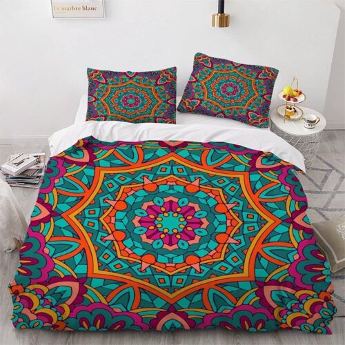 Housse De Couette Mandala X Imprim¿¿ D Boh¿ºme Parure De Lit Personnes Hypoallergique Microfibre Literie Pi¿¿Ces Avec Fermeture ¿¿Clair Et Taies
