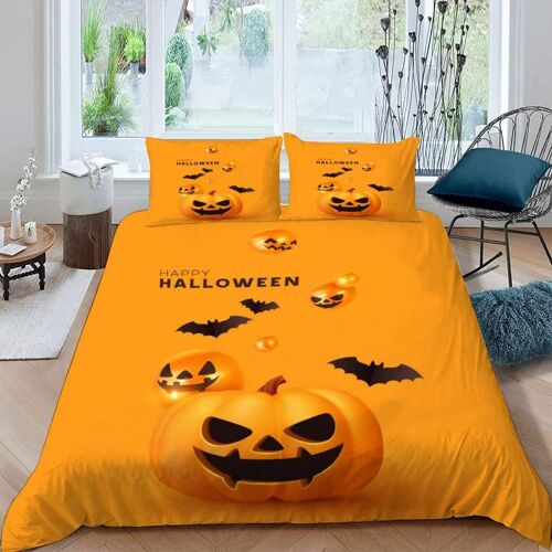 Housse De Couette Halloween X Imprim¿¿ D Lanterne Citrouille Jack Parure De Lit Personnes Hypoallergique Microfibre Literie Pi¿¿Ces Avec Fermeture ¿¿Cl