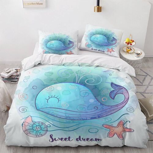 D Baleine Bleue Parure De Lit Personnes Cr¿¿Atures Aquatiques Housse De Couette X Enfant Adultes Literie En Microfibre Pi¿¿Ces Avec Fermeture ¿¿