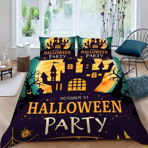 Housse De Couette X Halloween Imprim¿¿ D F¿ºte D'halloween Parure De Lit Personnes Adultes Hypoallergique Microfibre Literie Avec Fermeture ¿¿Cla