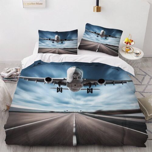 Avion Housse De Couette X Imprim¿¿ D Le Chemin Parure De Lit Personnes Adultes Enfants Microfibre Literie Pi¿¿Ces Avec Fermeture ¿¿Clair Et Tai