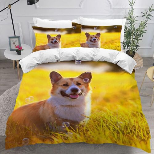 D Corgi Parure De Lit Personnes Chien De Compagnie Housse De Couette X Enfant Adultes Literie En Microfibre Pi¿¿Ces Avec Fermeture ¿¿Clair Et